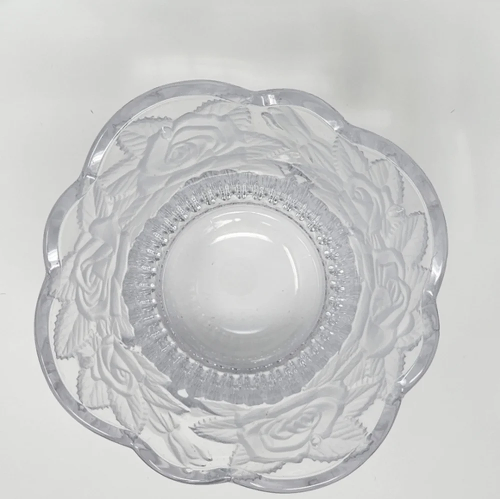 Vintage Mikasa Studio Nova Winter Rose Embossed Ribbed‎ Crystal Vase